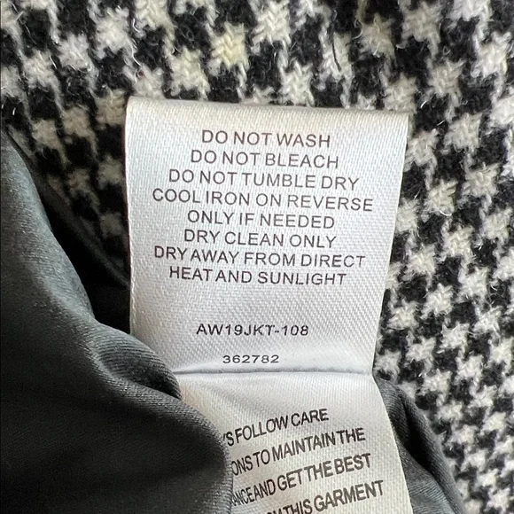 Hush UK Houndstooth Blazer Two Button Black White UK 12 US 8 Wool Blend - Picture 13 of 16